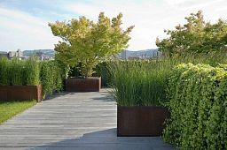 Andes Low Cube Corten Steel Outdoor Planter