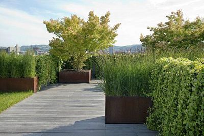 Andes Low Cube Corten Steel Outdoor Planter