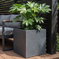 IDEALIST Lite Textured Concrete Effect Square Grey Outdoor Planter W49...