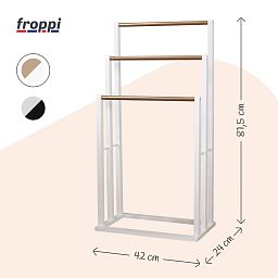 Froppi Bamboo Free Standing Towel Rack, Wooden Towel Holder and Ladder with 3 Bars
