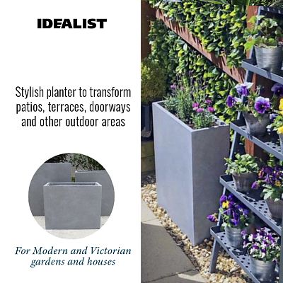 IDEALIST Lite Contemporary Light Concrete Trough Planter