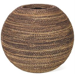 Beach Wicker Round Polystone Indoor Planter