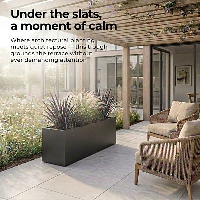 Set of 2 IDEALIST Lite Trough Garden Planters, Light Concrete Outdoor Large Plant Pots
