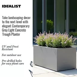 IDEALIST Lite Contemporary Light Concrete Trough Planter Set