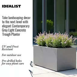 IDEALIST Lite Contemporary Light Concrete Trough Planter