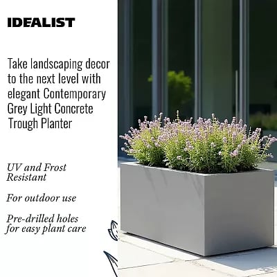 IDEALIST Lite Contemporary Light Concrete Trough Planter Set