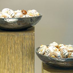 Luxury Ancient Chrome Round Bowl Polystone Indoor Planter