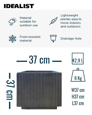 IDEALIST Lite Vertical Ribbed Square Effect Outdoor Planter