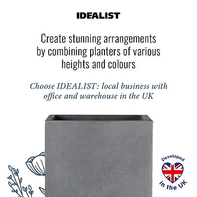 IDEALIST Lite Tall Square Contemporary Light Concrete Planter Set