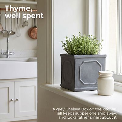 IDEALIST Lite Faux Lead Chelsea Box Square Light Concrete Planter