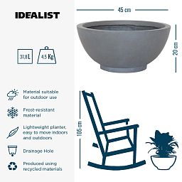 IDEALIST Lite Dish Style Smooth Bowl Outdoor Planter