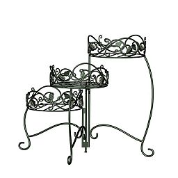 Scroll & Ivy Folding 3-Tier Plant Stand with Brushed Bronze Leaves
