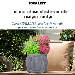 IDEALIST Lite Vertical Ribbed Vintage Style Barrel Round Planter
