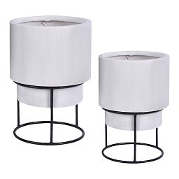 Set of two IDEALIST Lite Smooth Style Round Indoor Planters on Metal Stand