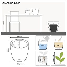 LECHUZA CLASSICO LS Round Poly Resin Self-watering Planter