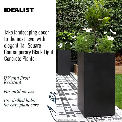 IDEALIST Lite Tall Square Contemporary Light Concrete Planter