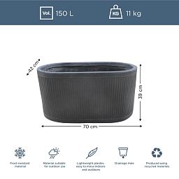 IDEALIST Lite Vertical Ribbed Vintage Style Oval Trough Planter