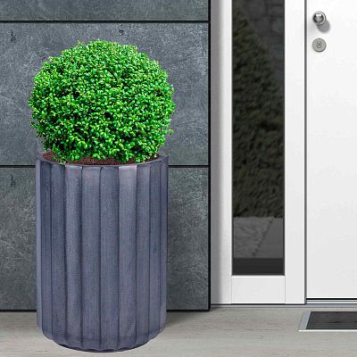 IDEALIST Lite Modern Ribbed Cylinder Round Outdoor Planter