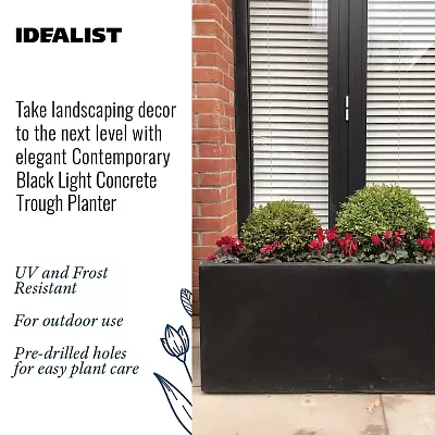 IDEALIST Lite Contemporary Light Concrete High Trough Planter