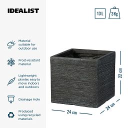 IDEALIST Lite Ribbed Light Concrete Square Planter