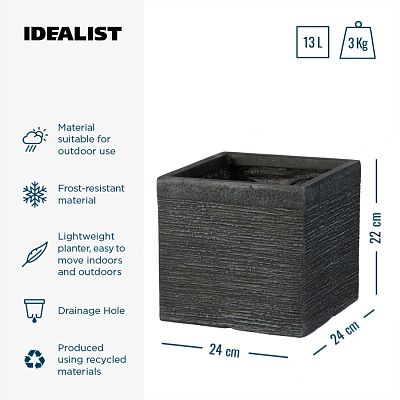 IDEALIST Lite Ribbed Light Concrete Square Planter