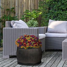 IDEALIST Lite Vertical Ribbed Vintage Style Barrel Round Planter