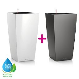 LECHUZA CUBICO Square Tall Poly Resin Self-watering Planter
