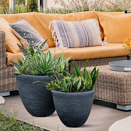 IDEALIST Lite Ribbed Light Concrete Egg Planter