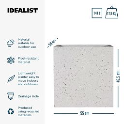 IDEALIST Lite Square Box Contemporary Marble Light Concrete Planter