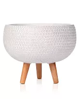 IDEALIST Lite Honeycomb Style White Bowl Planter with Legs, Round Indo...