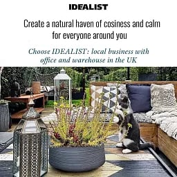IDEALIST Lite Large Ribbed Light Concrete Bowl Planter