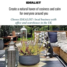 IDEALIST Lite Large Ribbed Light Concrete Bowl Planter
