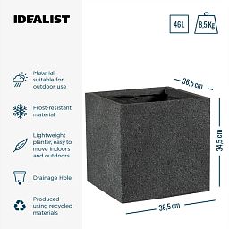 IDEALIST Lite Square Textured Concrete Effect Outdoor Planter