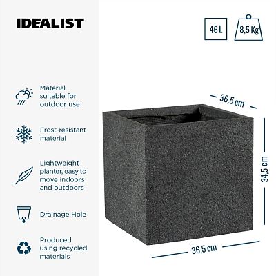 IDEALIST Lite Square Textured Concrete Effect Outdoor Planter
