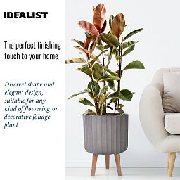 IDEALIST Lite Modern Ribbed Cylinder Planter on Legs, Round Pot Plant Stand Indoor