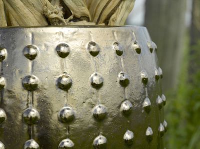 Ceramic Round Tall Bump Glossy Planter Pot In/Out