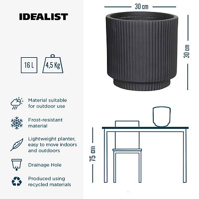 IDEALIST Lite Vertical Ribbed Cylinder Outdoor Planter