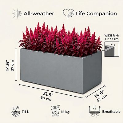 IDEALIST Lite Contemporary Light Concrete Trough Planter