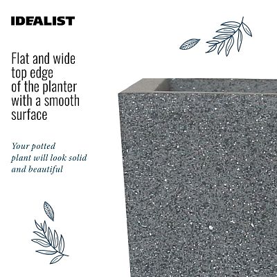 IDEALIST Lite Textured Concrete Effect Tall Tapered Outdoor Planter