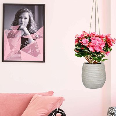 IDEALIST Lite Plaited Style Table and Hanging Plant Pot Dual Use Indoor Egg Planter