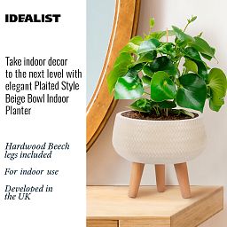 IDEALIST Lite Plaited Style Bowl Planter on Legs, Round Pot Plant Stand Indoor