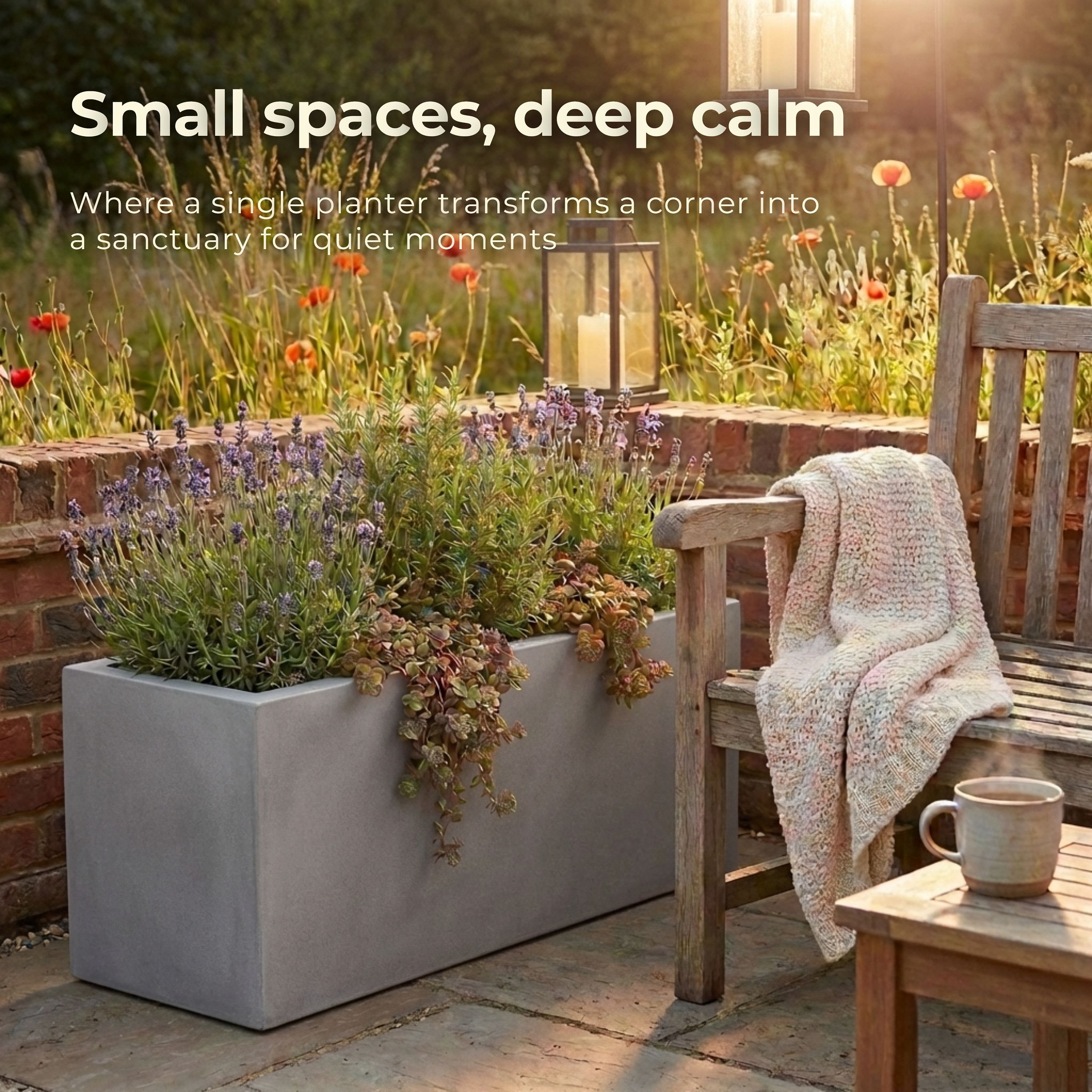 IDEALIST Lite Contemporary Light Concrete High Trough Planter