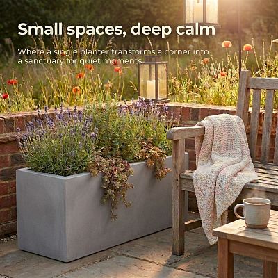 IDEALIST Lite Contemporary Light Concrete High Trough Planter