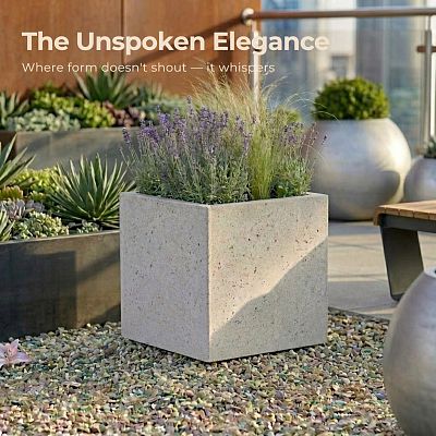 IDEALIST Lite Square Box Contemporary Marble Light Concrete Planter