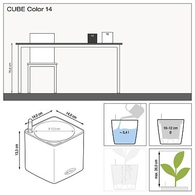 LECHUZA CUBE Color Square Poly Resin Indoor Self-watering Planter