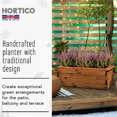 Rustic Scandinavian Redwood Trough Outdoor Planter Made in UK by HORTICO
