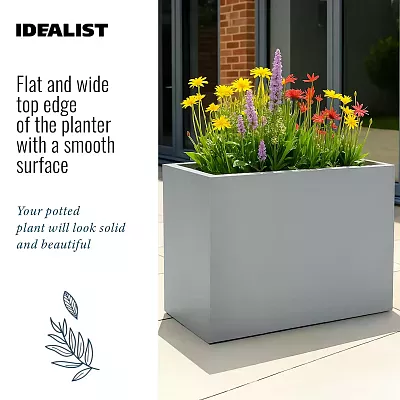 IDEALIST Lite Contemporary Light Concrete Trough Planter