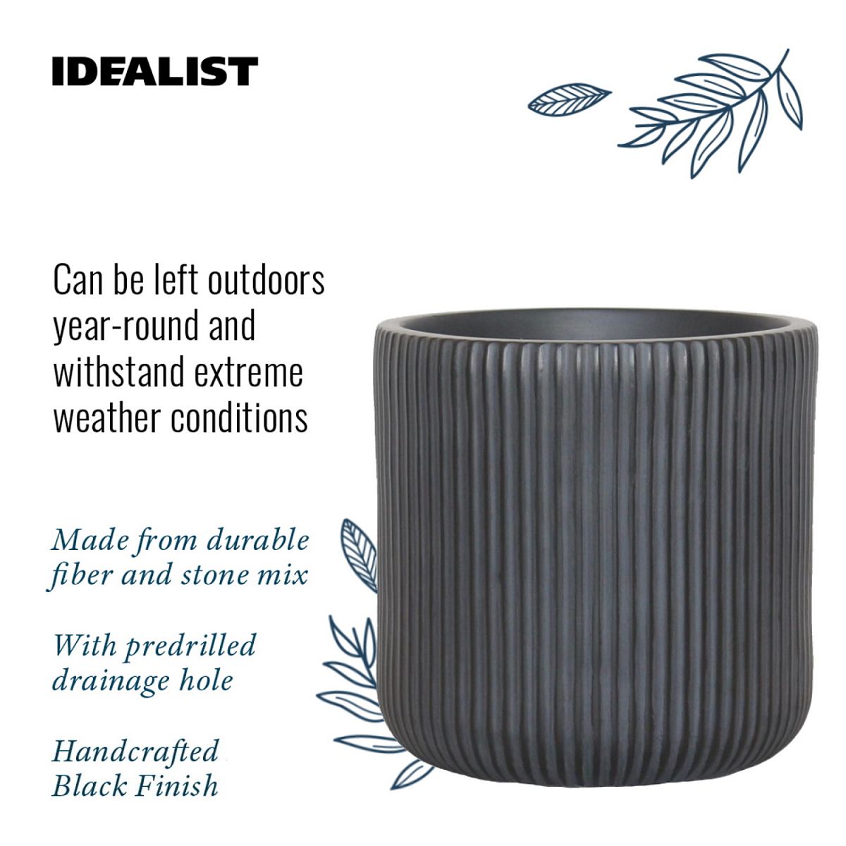 IDEALIST Lite Ribbed Round Outdoor Planter