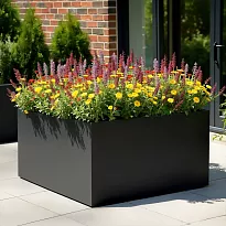 Fibreglass Low Cube 120 Black Grey Matt Textured Planter H80 L120 W120...