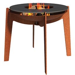 Corten Steel fire bowl on legs